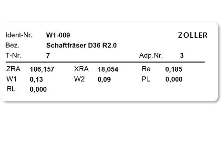 ZOLLER pilot 1.0 功能 标签打印