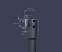 <p>借助测量传感器和轮尺将铰刀调整至所需直径并实现锥度测量所用测量程序。</p>